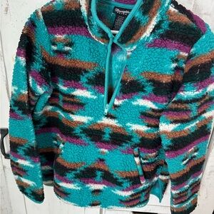 Wrangler Retro Teal and Purple Sherpa Pullover